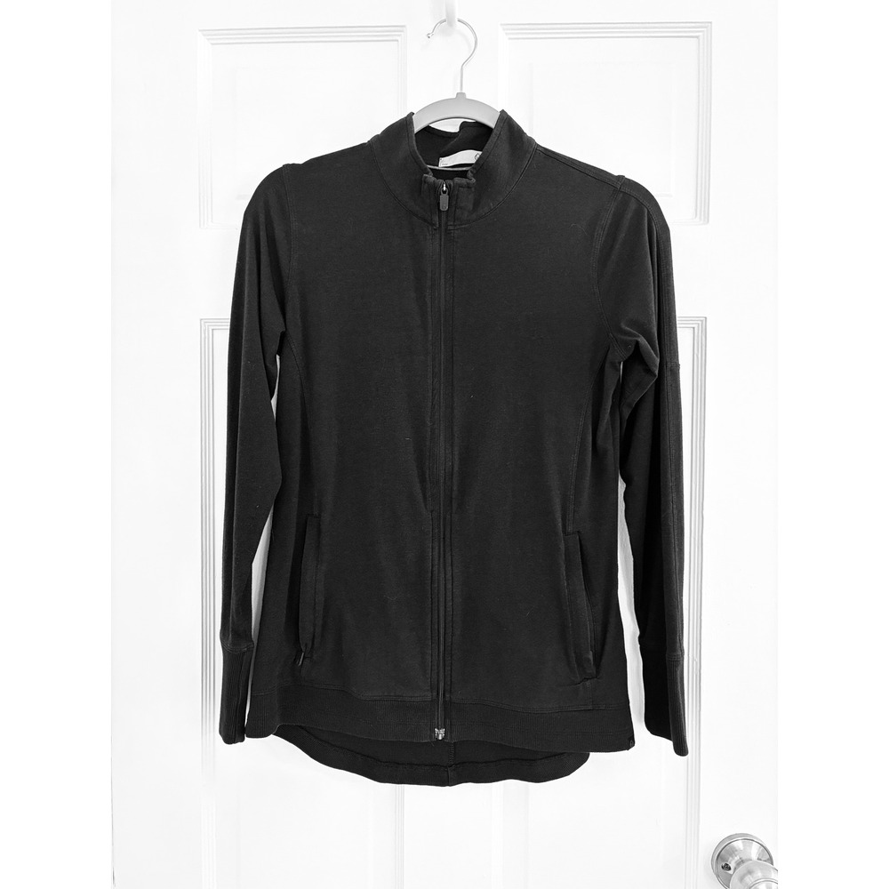 Tasc Performance Women Black Organic Cotton Bamboo Full Zip Jacket Small Pockets